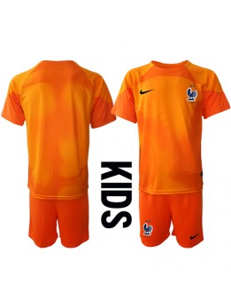 Frankrike Målvakt Replika Hemmakläder Barn VM 2022 Kortärmad (+ byxor)